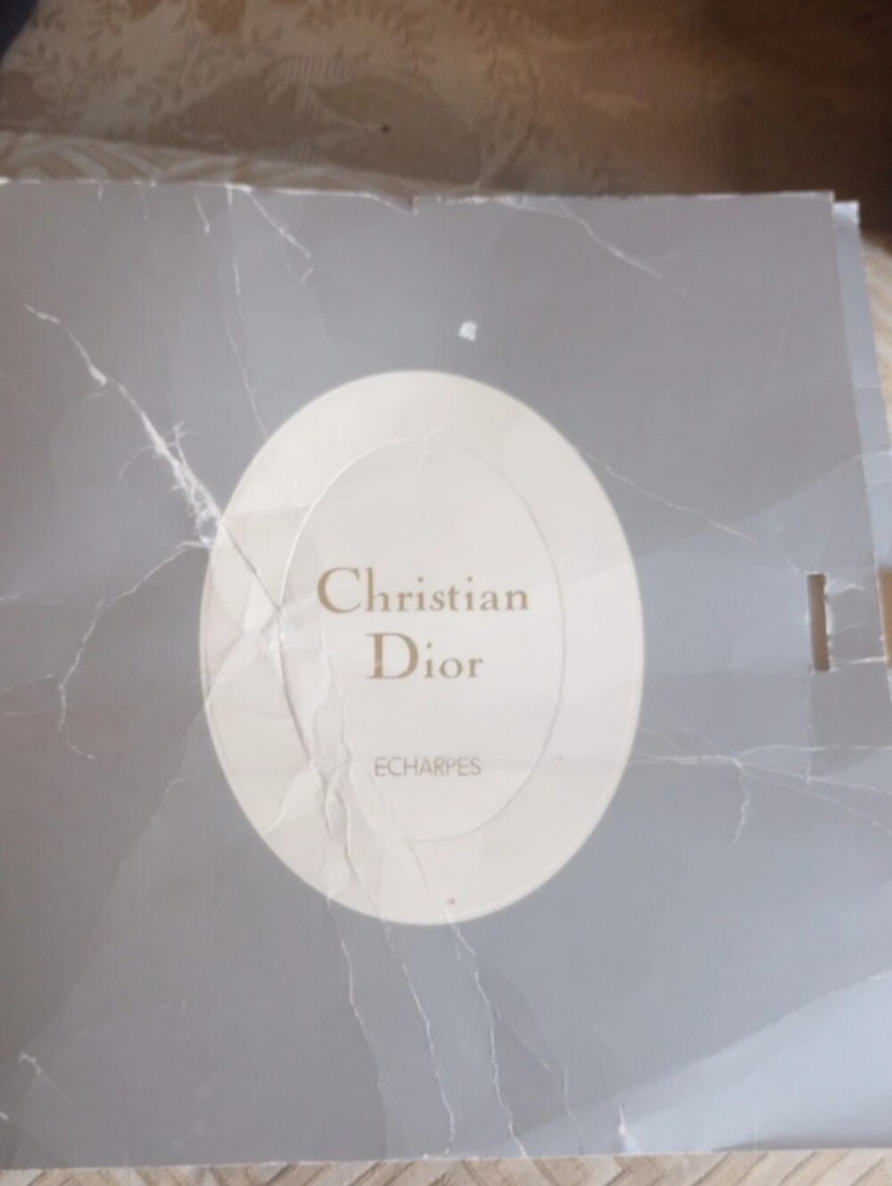 Dior Scarf Box Art in Gray, Cream and Gold